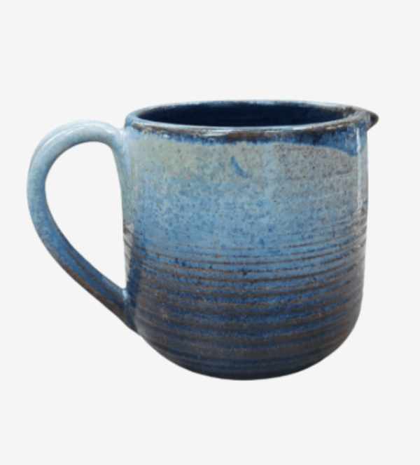 Handcrafted Blue Ceramic Pitcher – Rustic Milk Jar