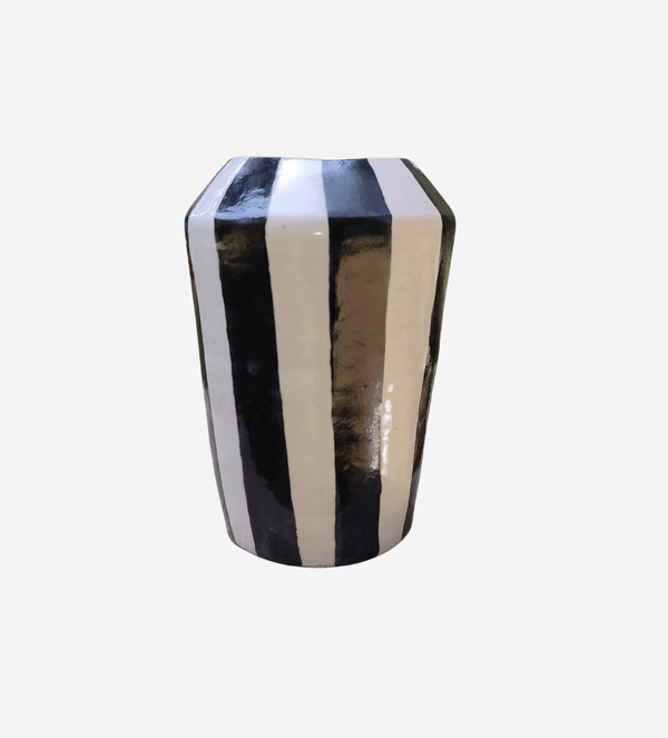 Vase – Handcrafted Black & White Striped Ceramic Decor Piece