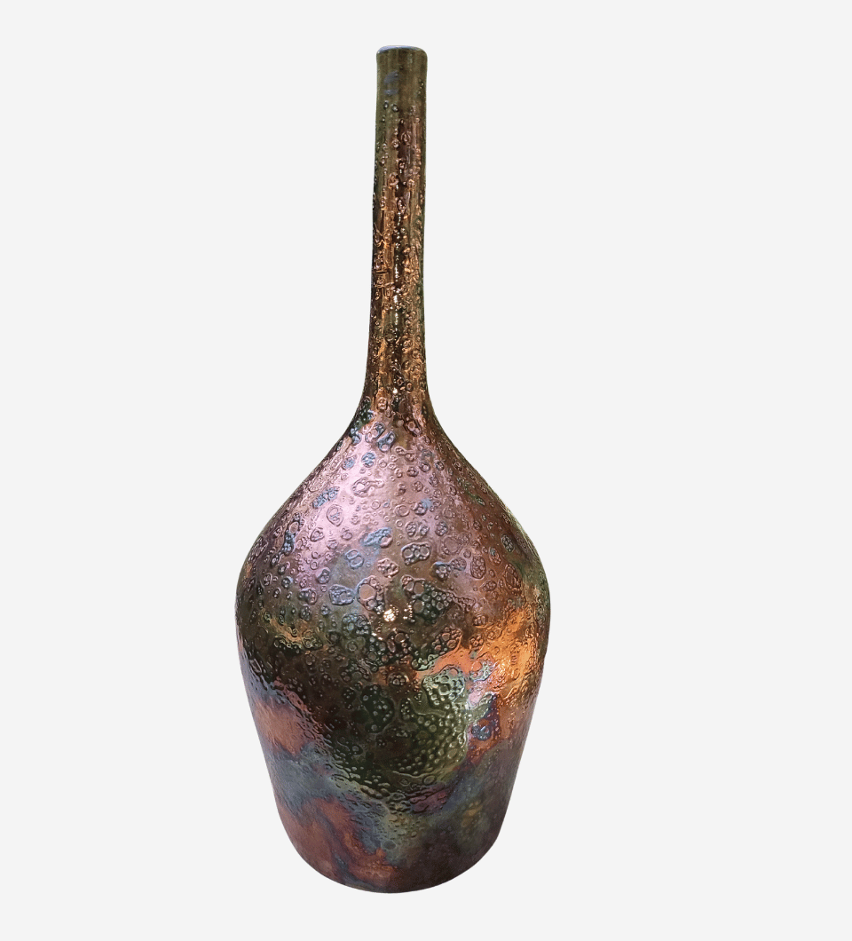 Handcrafted raku-fired vase
