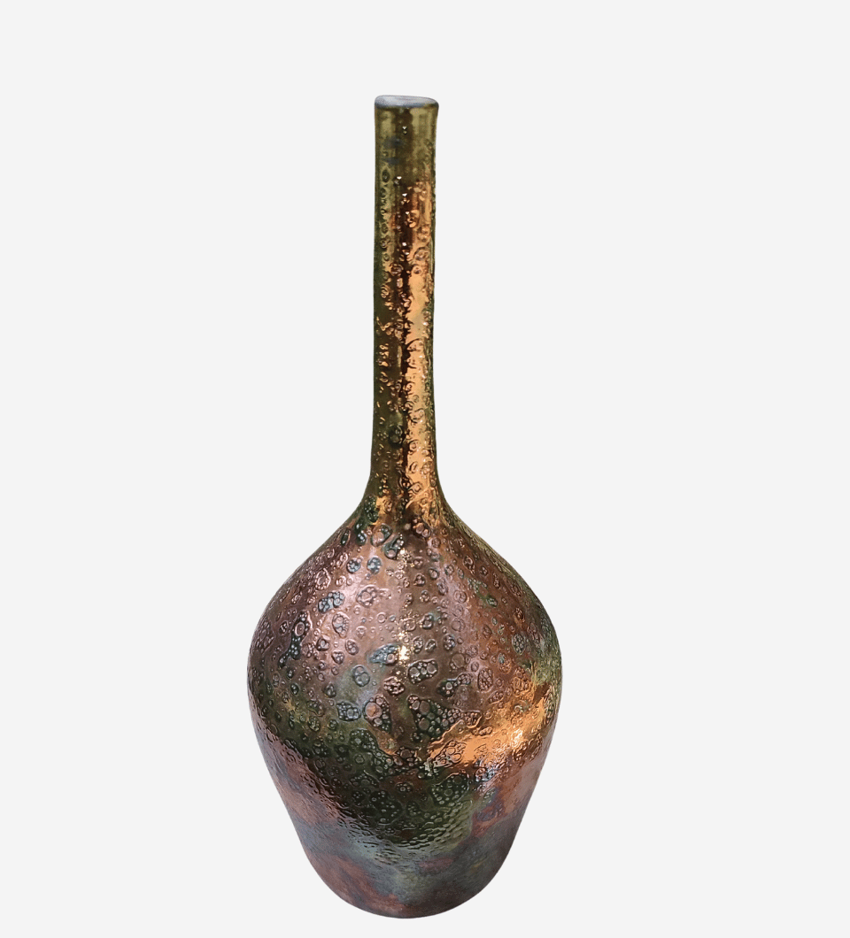 Handcrafted raku-fired vase