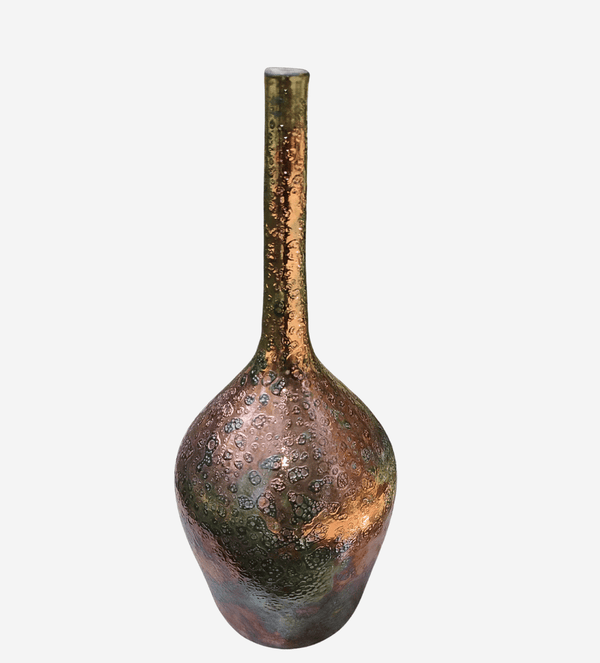 Handcrafted raku-fired vase
