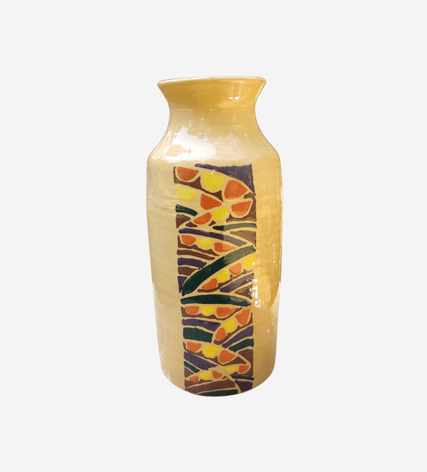 Vase – Handcrafted Yellow Ceramic Vase with Colorful Abstract Pattern