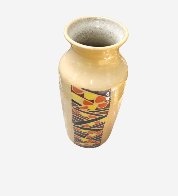 Vase – Handcrafted Yellow Ceramic Vase with Colorful Abstract Pattern